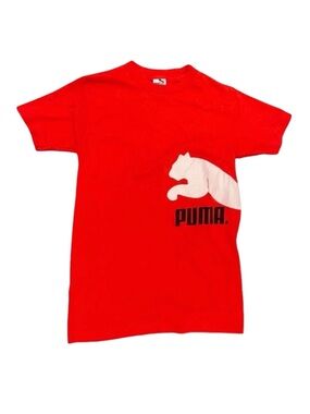 Vintage 1980s Puma Single Stitch T Shirt Red USA Small